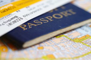 Passport on map